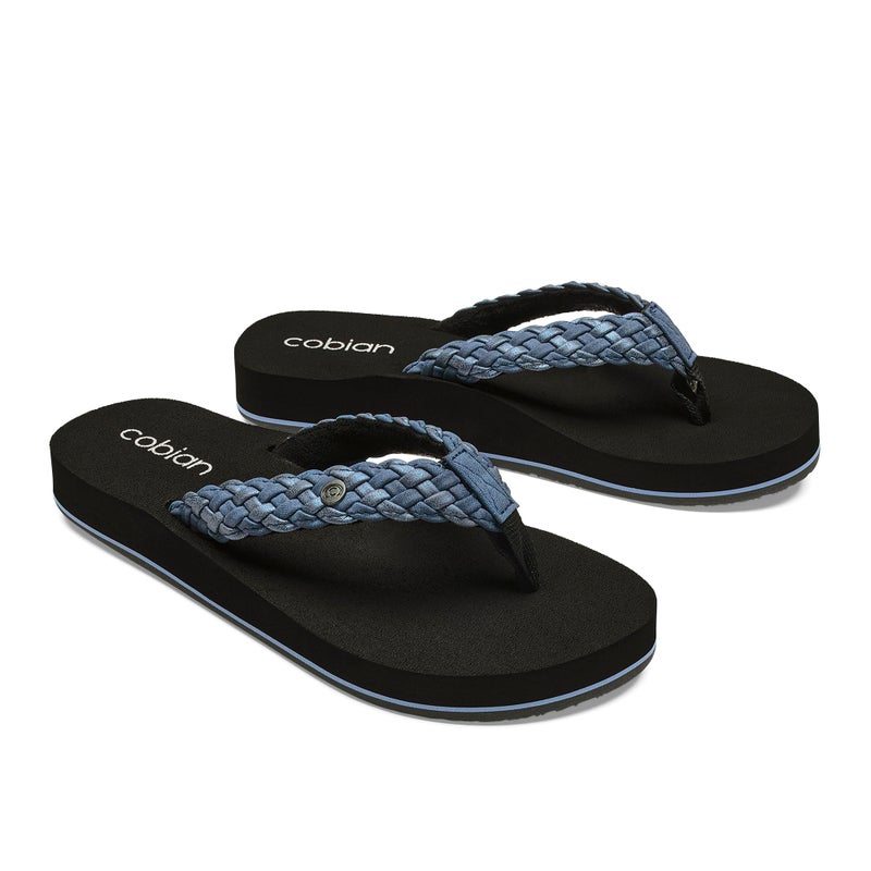 Cobian Braided Bounce â€“ Womenâ€™s Sandals With Extra-Thick Cushion â€“ Soft Flip Flops for Women With Arch Support, Indigo, 8 - Image 3